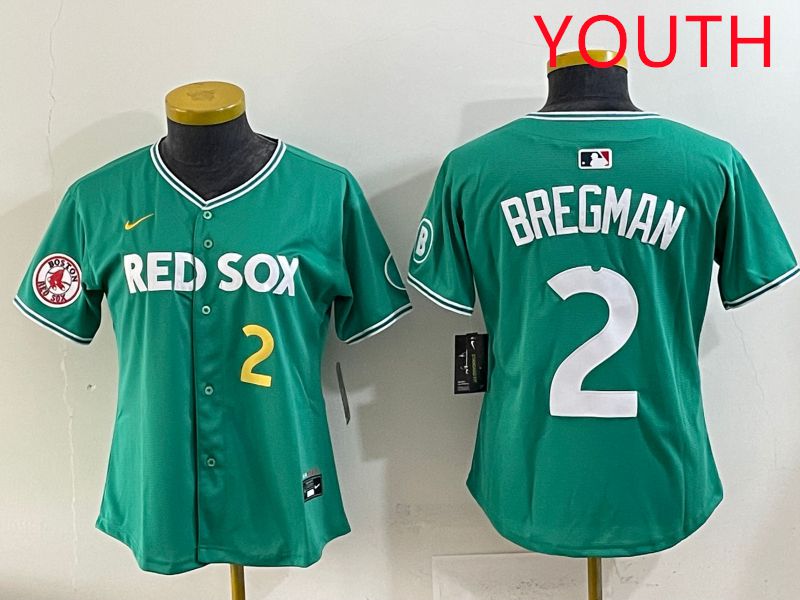 Youth 2025 Boston Red Sox 2 Bregman Dark Green Joint Name Nike MLB Jersey style 7